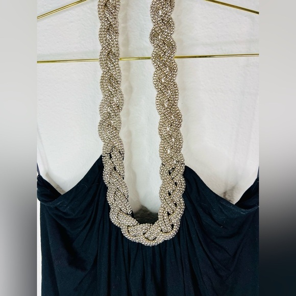 Spense Black Blouse with Chain Halter Top - Picture 4 of 16